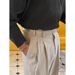 European Mid-waist Trousers Men's Paris Buckle Design Double-pleated Loose Straight Gorger Trousers Non-ironing Casual Suit Trousers_viptrois.com
