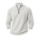 Men's Clothing Large Size Sweatshirt American Style Half Zip Autumn Winter Jacquard Small Checkered Stand Up Collar Casual Pullover_viptrois.com