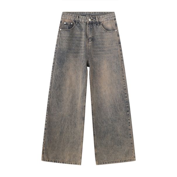 Men's Clothing New Four Seasons New Products Old Retro Loose Wide Leg Ins Denim Pants_viptrois.com