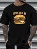 Powered By Beef Burger Fast Food Lover Unisex Funny Hamburger Graphic T-Shirt Stylish Streetwear Top For Everyday Wear Graphic Comfortable_viptrois.com