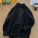 Autumn and Winter New Half Zipper Sweater Knitted Shirt Men's Trendy Brand Versatile Bottom Shirt Trendy Loose Top_viptrois.com