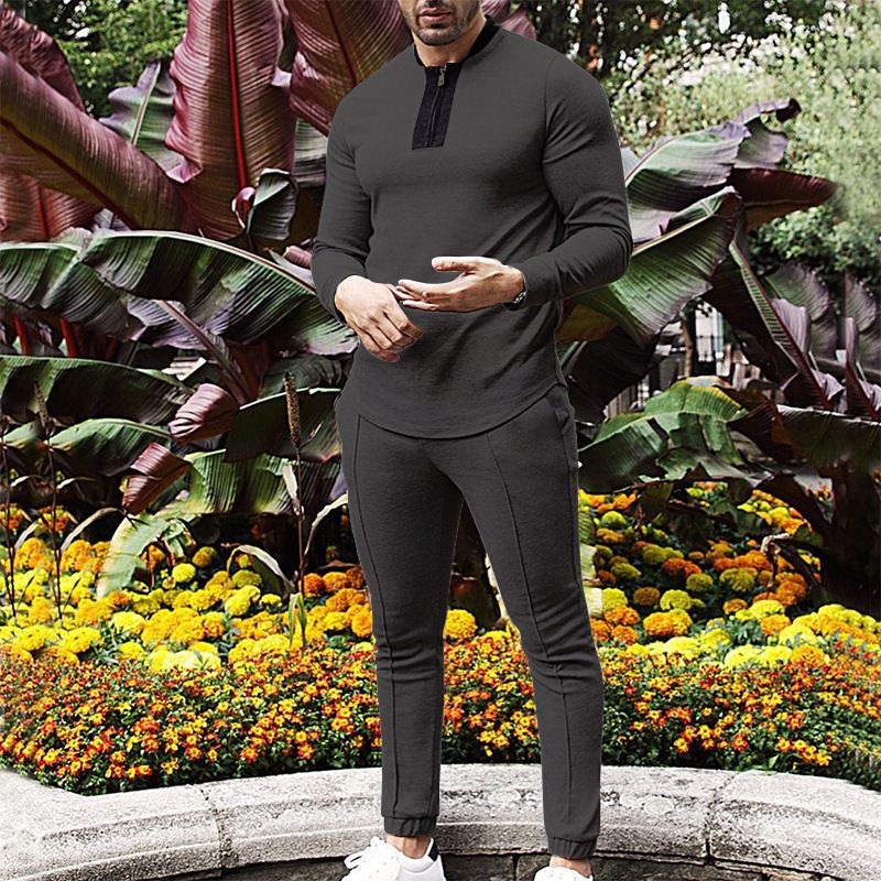 Men's Clothing Men's Waffle-Knit Zip-Up Hoodie & Jogger Set - Casual Two-Piece Outfit Fashion Trends Hot-selling_viptrois.com