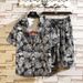 Men's Clothing Summer Youth Color Printed Shirt Suit Men's Multicolor Loose Shorts Suit_viptrois.com