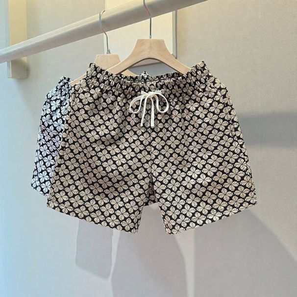 Men's And Women's Trendy Houndstooth Print Summer Shorts Casual Sophisticated Loose Fitting Five Point Pants_viptrois.com