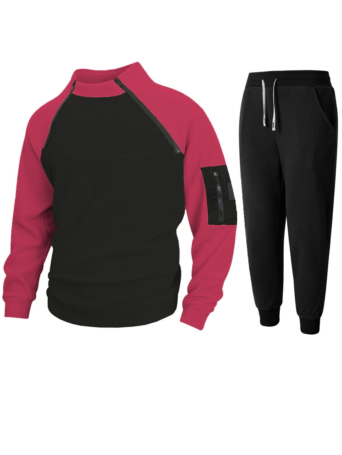Men's Color Block Stand Collar Sweatshirt – Loose Fit Long Sleeve Pullover For Autumn & Winter_viptrois.com