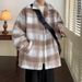 Xiaoxiangfeng Woolen Plaid Coat Men's Spring And Autumn Collar Single Breasted Coat Retro Couple Jacket_viptrois.com