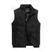 Men's Winter Quilted Vest, Lightweight Warm Work Jacket, Solid Color Stand Collar Sleeveless Coat, Plus Size Padded Vest For Outdoor Activities_viptrois.com