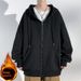 Cardigan Kangaroo Pocket Solid Color Sweater Loose And Double Open Fleece Thickened Smooth Lamb Fleece Long Sleeve Hooded Jacket_viptrois.com