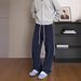 Men's Navy Blue Street Dance Pants – Curved Waistband & Drop Cuff Design For Hip-Hop/Jazz Movement (Black/Navy) – Polyester Wind-Resistant Comfort_viptrois.com
