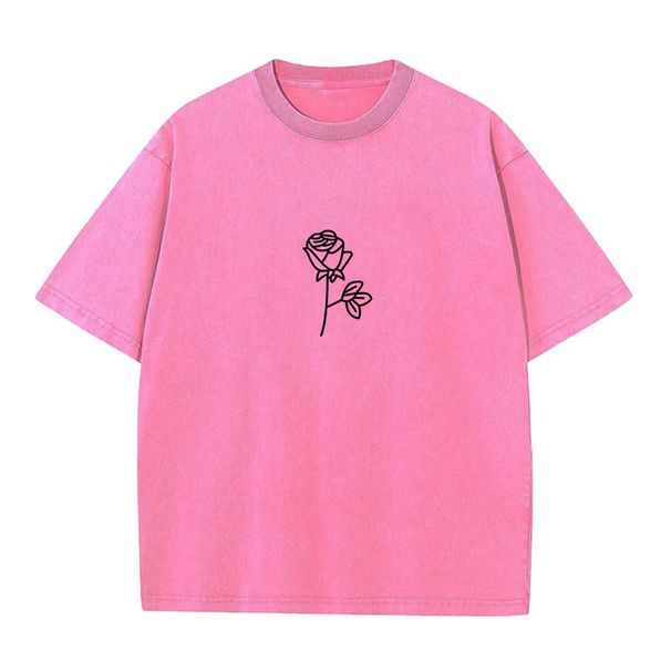 230G Cotton T-shirt Vintage Short-sleeved Rose Y2K American Retro T Shirt Men Women Summer Hip Hop Tees Harajuku T-shirts_viptrois.com