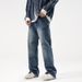 Men's Clothing Nostalgic Micro Flared Jeans Men's Autumn And Winter Retro Drape Washed Pants Loose Casual High Street Straight_viptrois.com
