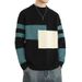 Loom Russian Ozon Color-Block Striped Men Winter Round Neck Long Sleeve Base Shirt Youth Warm Knitted Sweater_viptrois.com
