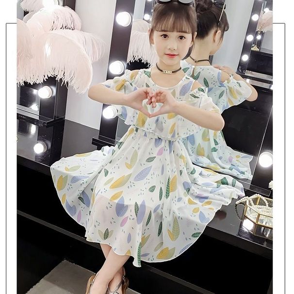 Mother & Kids Girls summer dress 2024 new style children's 6 years old Korean version princess skirt chiffon floral skirt trend_viptrois.com