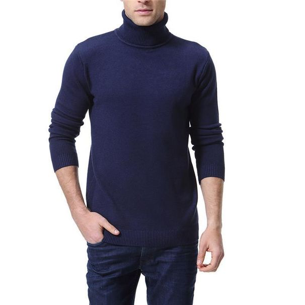 Loom European And American Men's Solid Color Pullover Base Shirt Fashion Casual Long Sleeve High Neck_viptrois.com