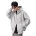 Heavyweight Fleece Zip Hoodie – Unisex Winter Pullover With Dual Zippers (Black/Light Grey, M-3XL)_viptrois.com