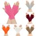 Unisex Knitted half-finger gloves women's short fingerless cuff pair warm double diamond check gloves_viptrois.com