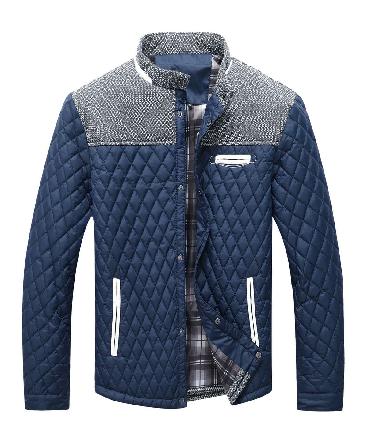 Men's Jackets Casual Bomber Coat Diamond Quilted Puffer Down Lightweight Casual Button Down High Quality Overshirt Us Size_viptrois.com