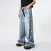 Men's Clothing | 2025 Summer New Products American Street Graffiti Fun Straight Leg Mopping Jeans Trend_viptrois.com