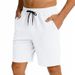 Men's Summer Staircase Fabric Shorts Solid Color Drawstring Five Point Pants_viptrois.com