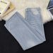 Retro American Style Washed Blue Jeans For Men, Spring And Autumn, Trendy Brand, Loose Straight Leg Wide Leg Casual Pants._viptrois.com