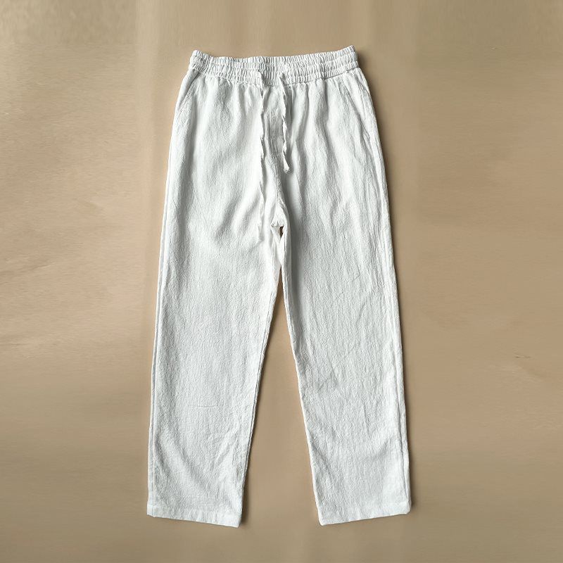 Men's Clothing Men's Linen Cotton Pants - Summer Lightweight Loose Fit Straight Leg Breathable Casual Trousers With Dropped Crotch For Big & Tall_viptrois.com