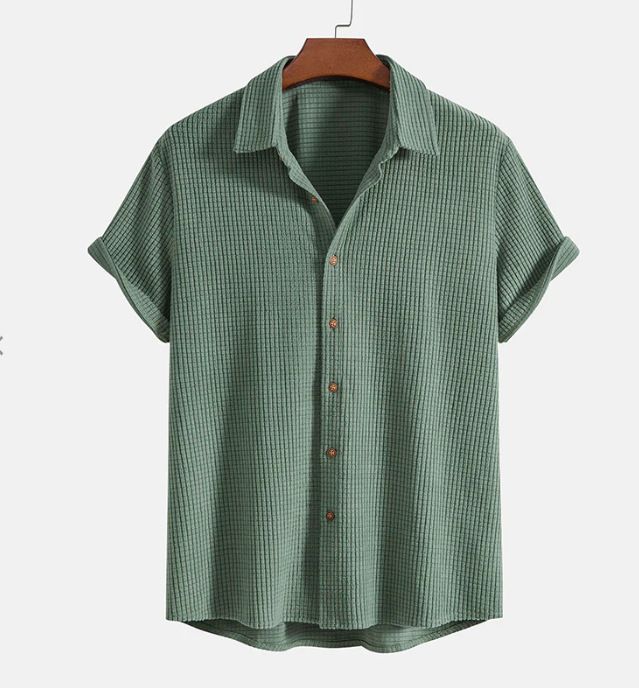 Men's Clothing Men's Casual Loose Plaid Short Sleeved Shirt Comfortable Shirt_viptrois.com