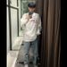 Street Letter Print Pure Cotton Inner Wear Screw Neck Long Sleeve T-Shirt Men Autumn American Style Trendy Casual Loose_viptrois.com