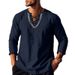 2024 Spring And Autumn New Loose Pullover Ethnic Style Casual Long Sleeve Shirt Cotton Linen Stand Collar Men_viptrois.com