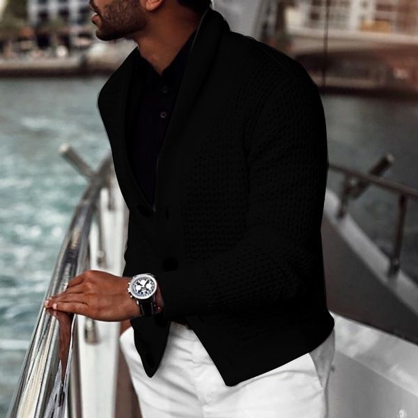Men's Clothing 2024 New Solid Color Fashion Casual Slim Knitted Cardigan Sweater Men_viptrois.com