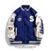 CT American Style Baseball Klein Leather Sleeve Patchwork Sweatshirt Jacket Men Loose Blue Couple Casual Coat_viptrois.com