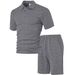 Men's Jacquard Polo Shirt & Shorts Set - Breathable Summer Outfit For Casual & Sports | Quick-Dry & Anti-Wrinkle Fabric_viptrois.com