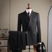 Men's Double-Breasted Peak Lapel Suit – 95% Acetate Micro-Stretch Wedding & Business Suit Set With Side Vents (Black)_viptrois.com