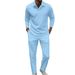 Men's Autumn And Winter Long Sleeved Trousers Jacquard Fabric Polo Shirt Suit Suitable For Daily Leisure Sports_viptrois.com