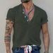 2024 Summer New Men's Bamboo Knot Henry Button Casual Solid Color Slim Fit Short Sleeve T-Shirt_viptrois.com
