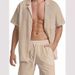 Men's Clothing Summer Sports Short Sleeved Shorts Suit Linen Loose Casual Men's Shirt Suit_viptrois.com