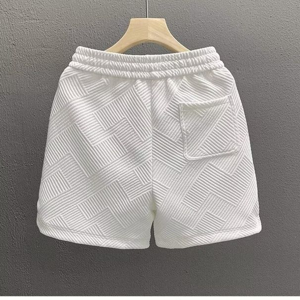 Design Sense: Diamond Patterned White Shorts, Trendy Brand, Handsome Five Quarter Pants, Men's Summer Home And Outdoor_viptrois.com