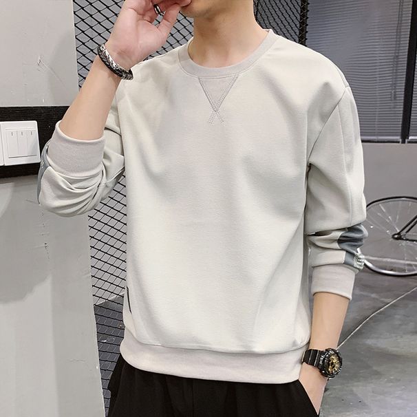 Men's Hoodie, Spring Autumn Round Neck Top, New Long Sleeved T-Shirt, Loose And Fashionable Casual Clothes, Base Shirt_viptrois.com