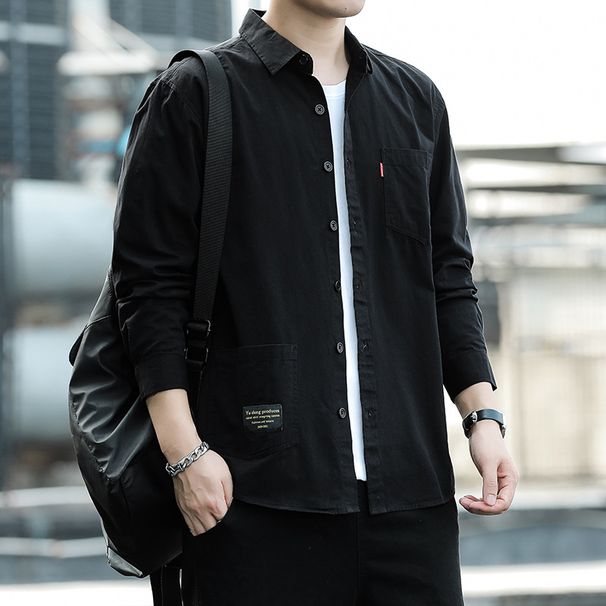 Ironless Long Sleeved Men's Autumn Casual Workwear Korean Version Versatile Shirt Loose Top Outerwear Trendy_viptrois.com