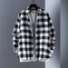 Autumn Style Black And White Plaid Long Sleeve Shirt For Men, Unique Design, Retro Style, Loose Fit_viptrois.com