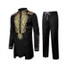 Men's Clothing Men's Ethnic Style Muslim Robe Hot Stamping Long Sleeve Trousers Casual Suit_viptrois.com