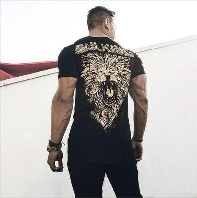 2025 New Muscle Fitness Brothers Summer Sports Cotton Quick Drying Fashionable Round Neck Short Sleeved T-shirt_viptrois.com