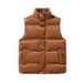 Unisex Puffer Vest – Lightweight Quilted Jacket With Stand Collar (XS-XXL, Matte Shell, Black/Chestnut)_viptrois.com