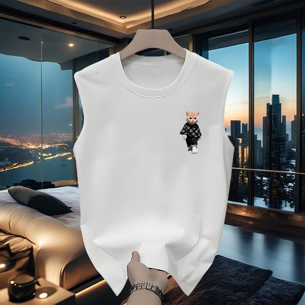 American T-shirt Ruffian Handsome Ins Street Men's Sleeveless Youth Summer Trendy Brand Loose Round Neck Vest Top_viptrois.com