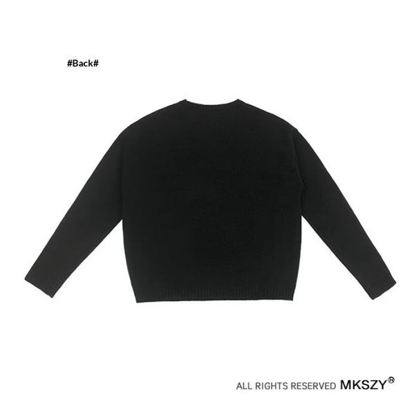 Pure American Portrait Print Black White Color Block Crew Neck Sweater Men, Loose Fit Couple's Lazy Style Knitted Top For_viptrois.com
