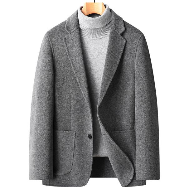 Men's Clothing Autumn and winter 100% wool suit hand sewn double faced wool suit men's slim small suit wool jacket men's clothing_viptrois.com