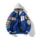 Men's Clothing Street Fashion Baseball Jacket Men's Spring New Terry Velvet Badge Embroidery Padded Jacket Hooded Jacket Women's Red_viptrois.com
