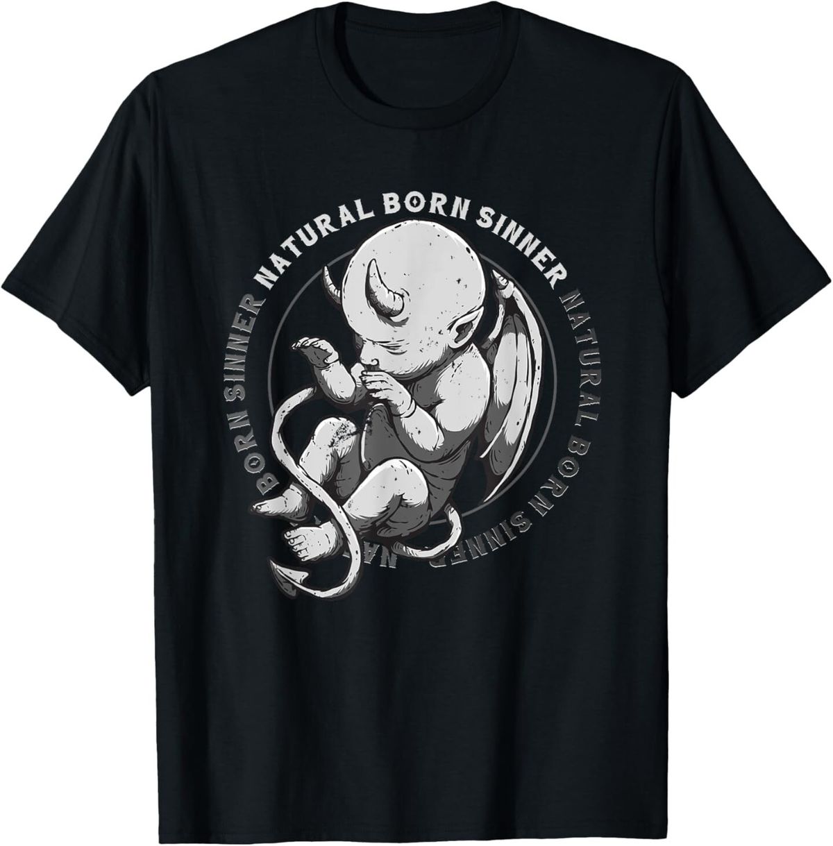 Natural Born Sinner Devil Baby Grungee Goth Emo Punk Gothic T-Shirt Mens Womens Tees Top_viptrois.com