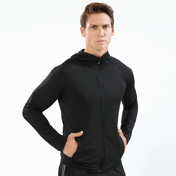 Man's clothing Long zip hooded sports coat Men's workout clothes muscle training running_viptrois.com