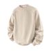 Men's Heavyweight Air Cotton Crewneck Sweatshirt - Drop Shoulder Long Sleeve T-shirt, Casual Relaxed Fit, Soft & Breathable, Multiple Colors_viptrois.com
