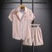 Men's Clothing Summer New Casual Fashion Jacquard Short Sleeved Shirt Shorts Suit_viptrois.com